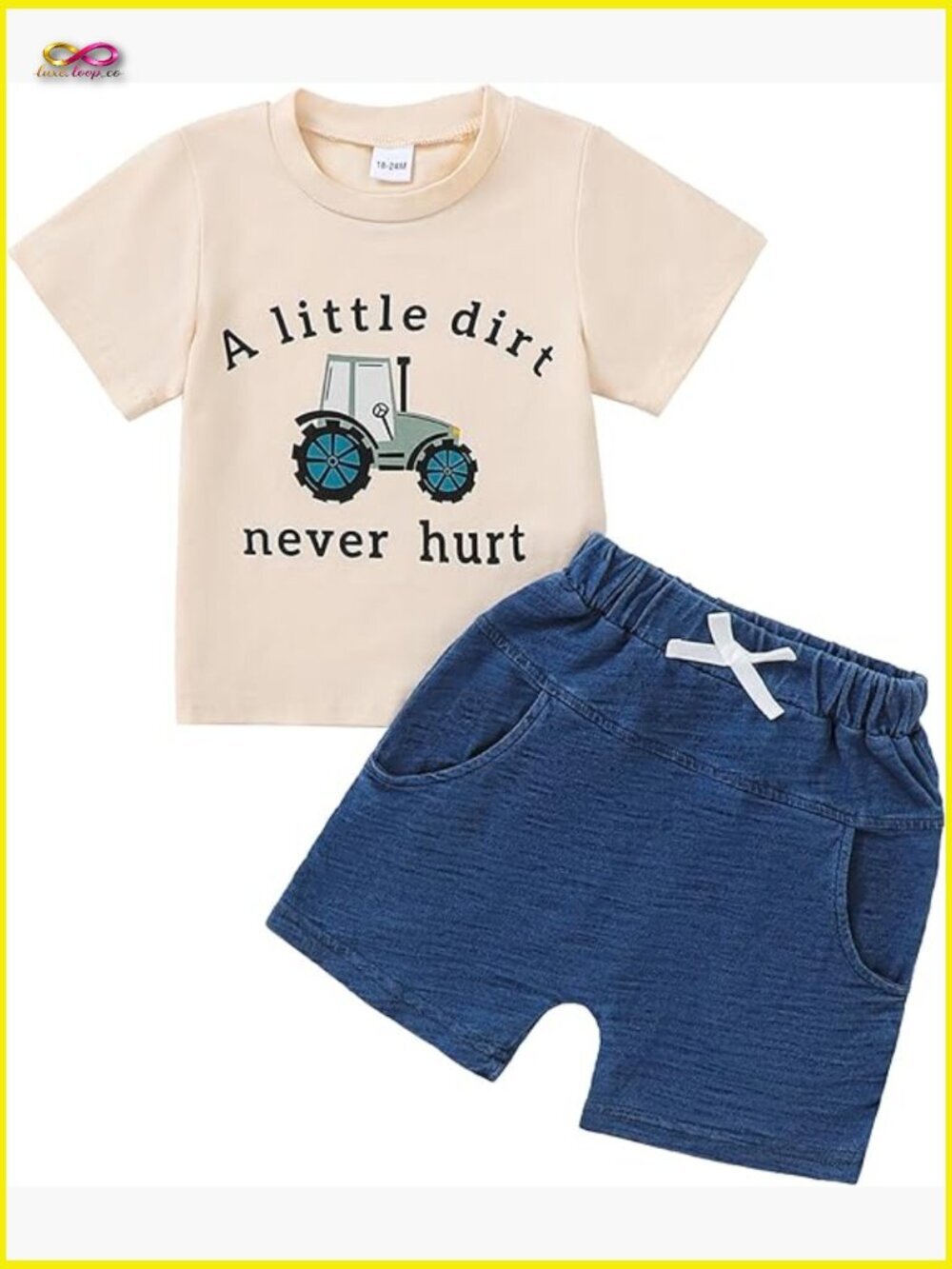Letter Print T-Shirt & Denim Shorts Set Toddler Boy Summer Outfit 2-Piece